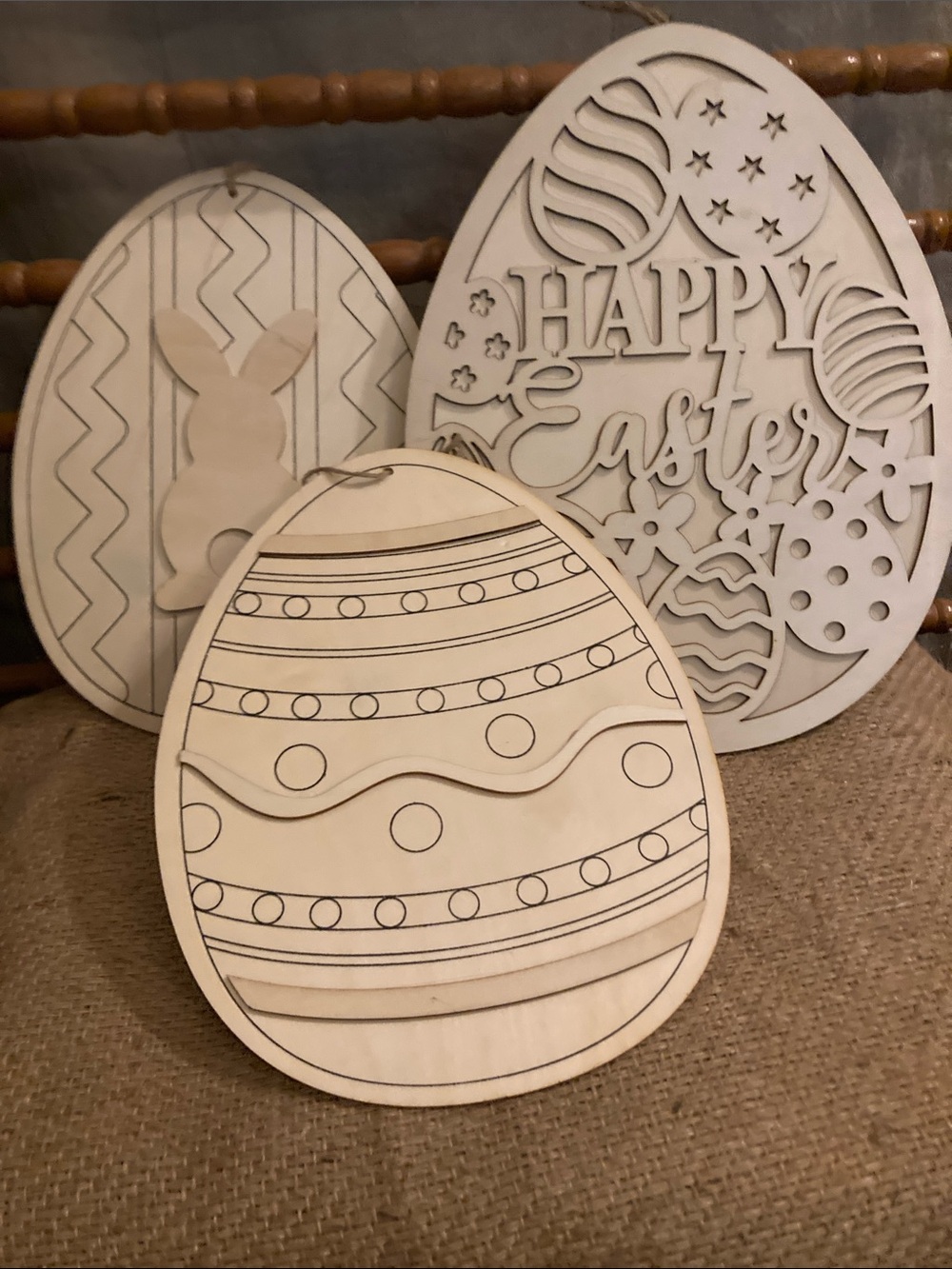 Wood bundle of Easter eggs